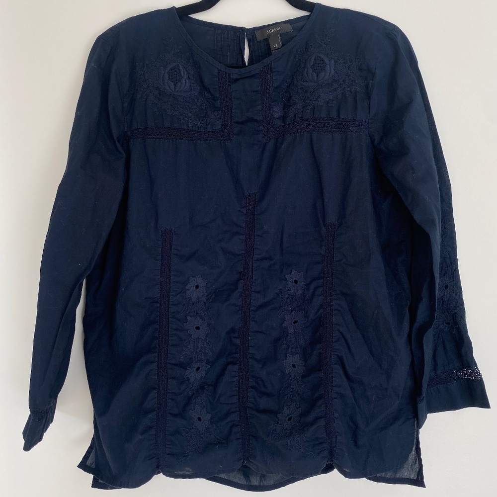 J.Crew Eyelet Cotton Blue Blouse